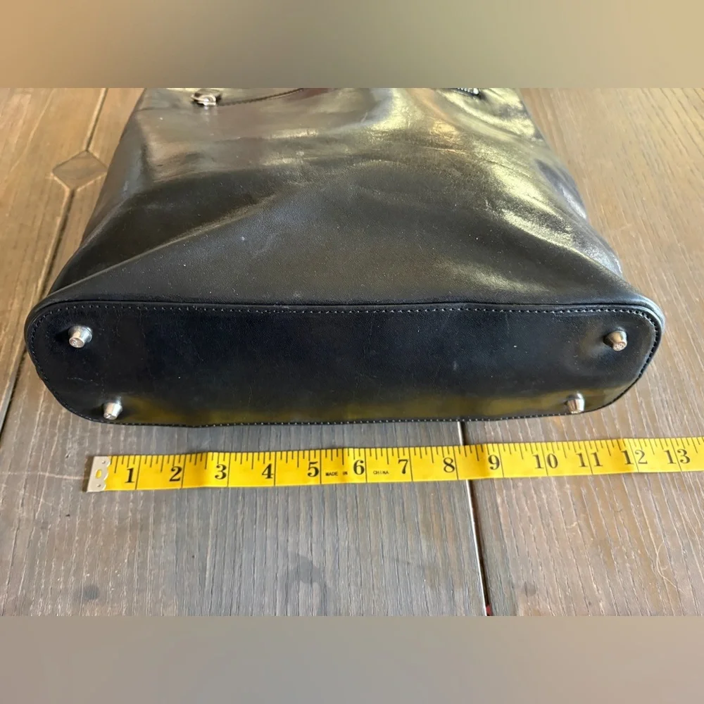 Monsac Black Leather Messenger Bag